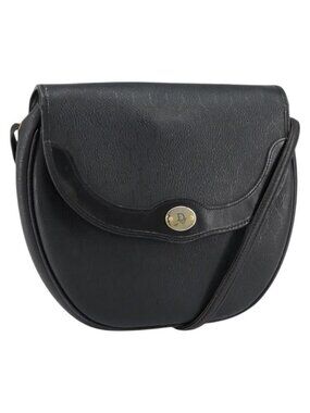 Authentic Christian Dior Honeycomb Canvas Shoulder Bag PVC Black Gold